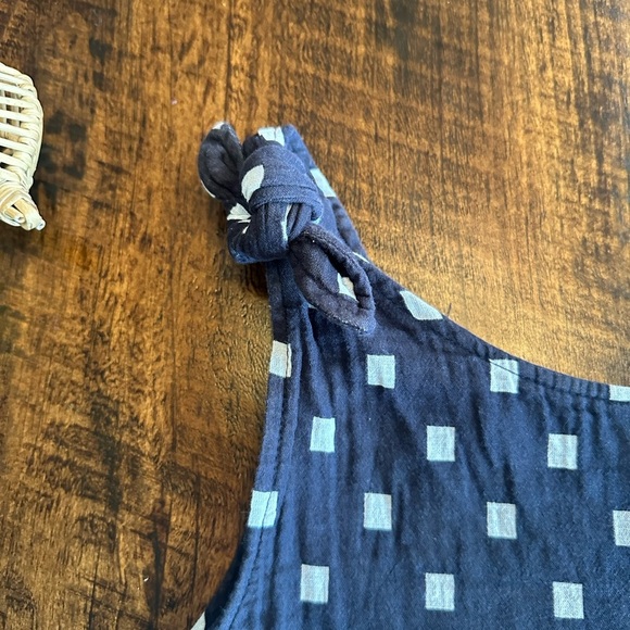 Harlyn | 100% Cotton Blue & White Tank, Tie Shoulder Straps & Back Button Detail - Picture 6 of 9